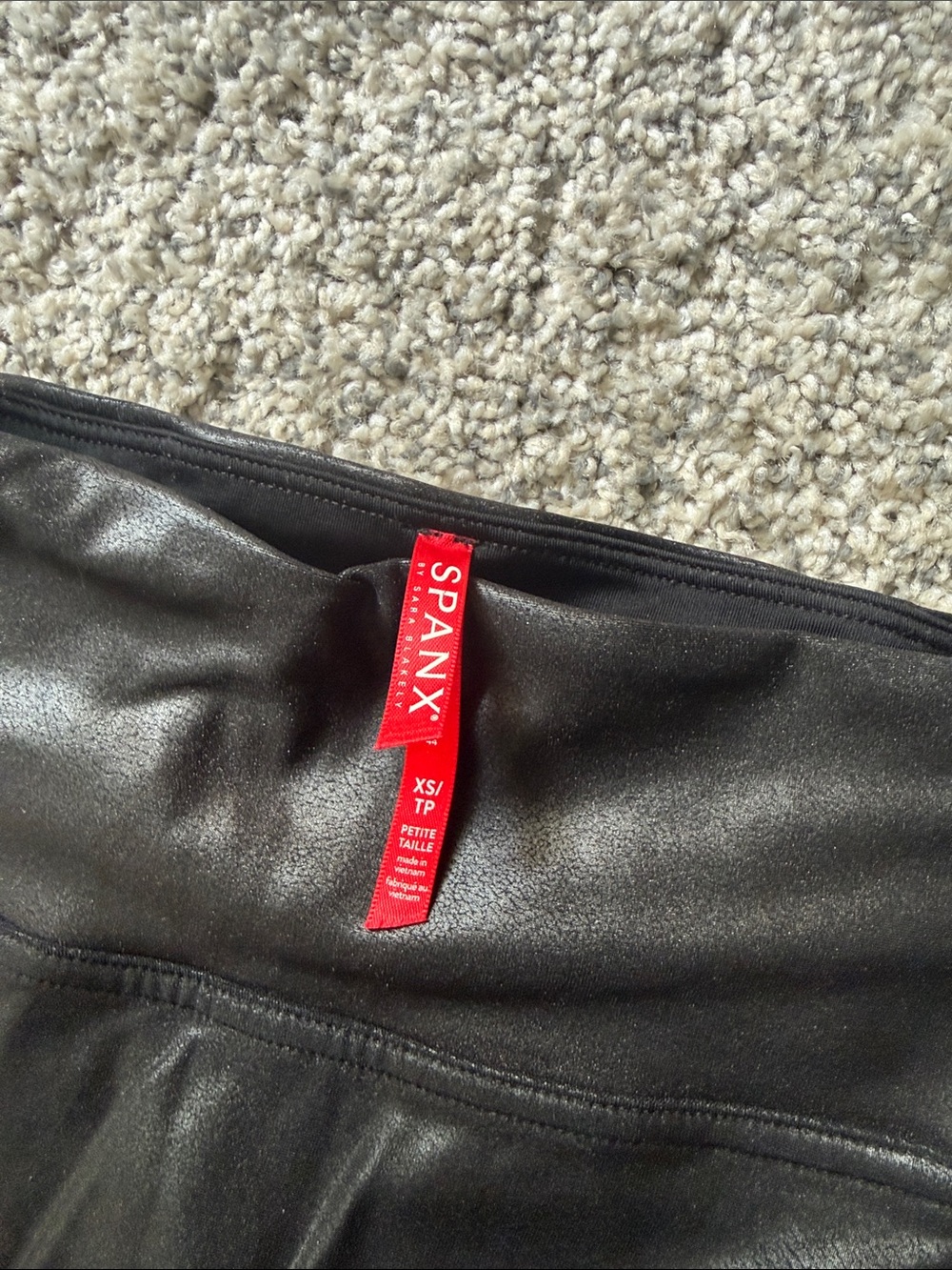 SPANX Black Faux Leather High-Rise Leggings - Picture 3 of 5